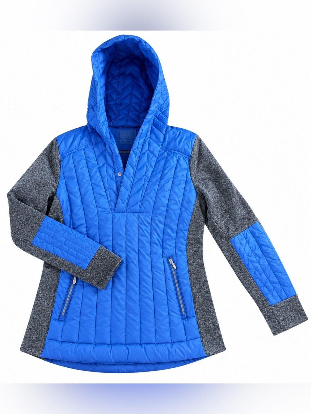 Calvin Klein Royal Blue Down Hooded Mixed-Fabric Jacket - Size Large